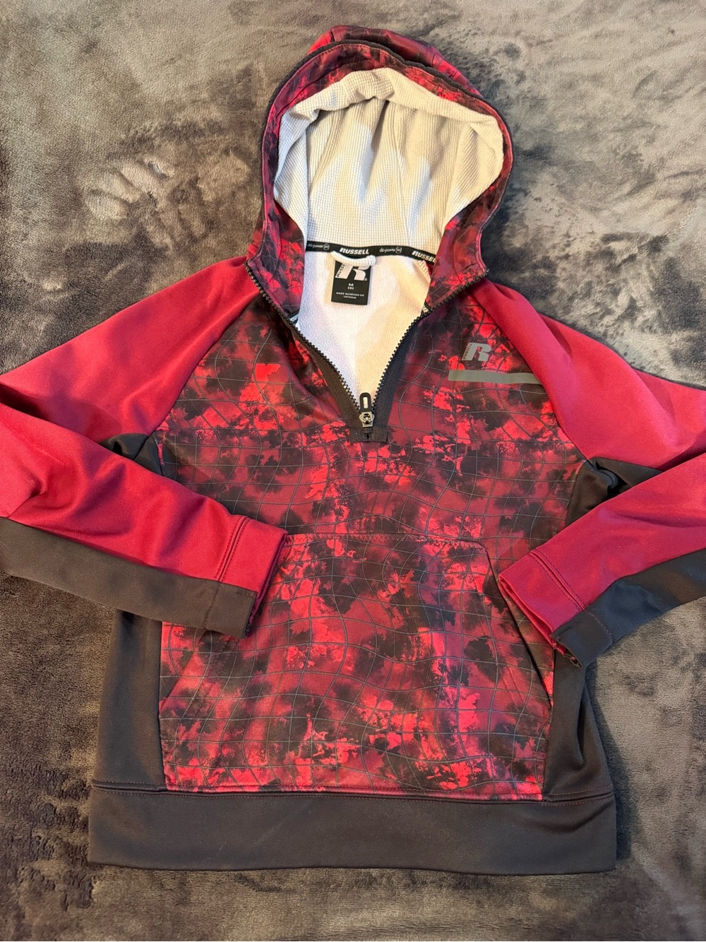 Russell Athletic Kids Red & Black Hooded Sweatshirt